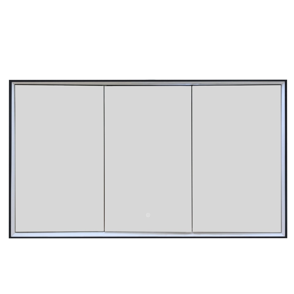 JTP Luca Matt Black Recessed 3-Door Mirror Bathroom Cabinet Cut Out